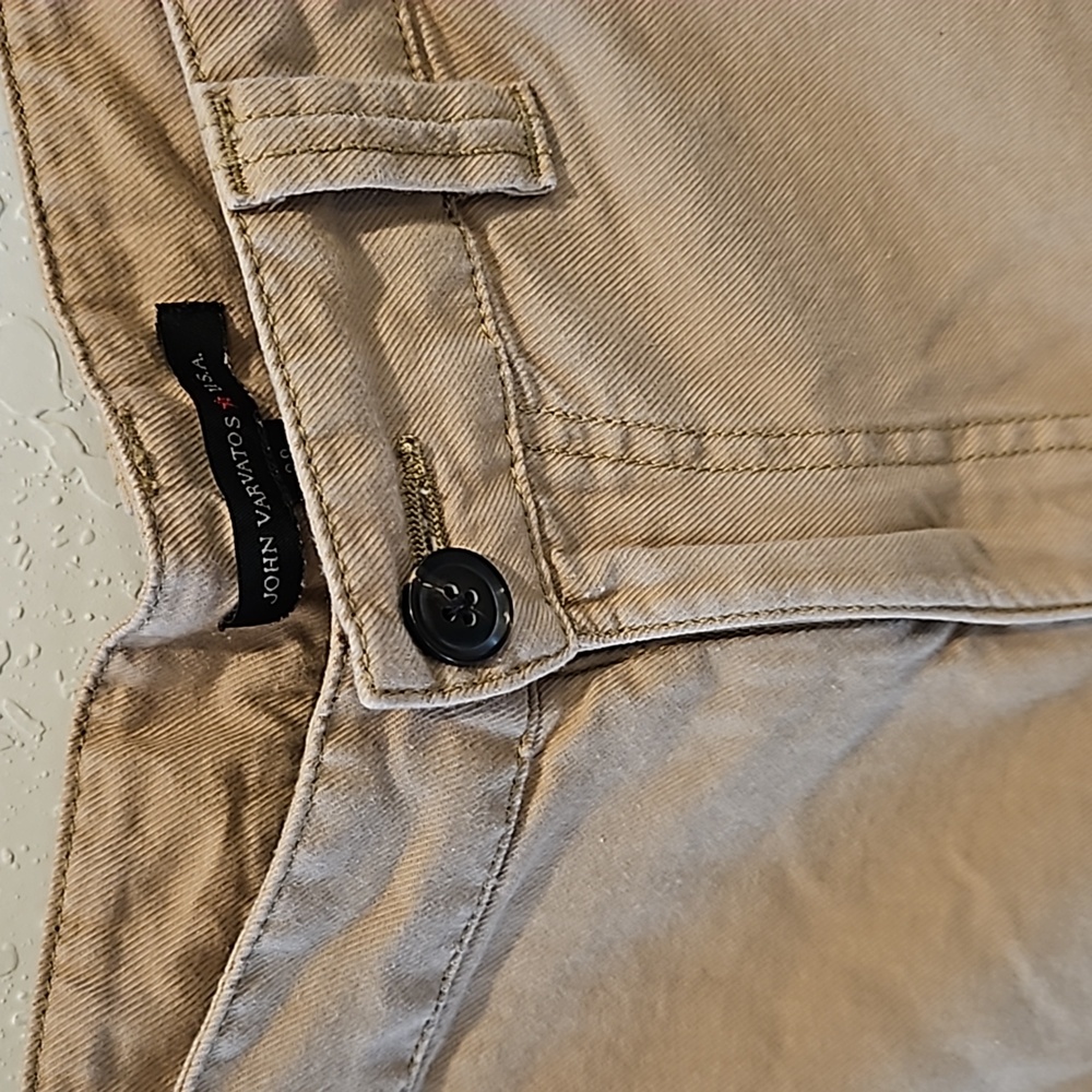 John Varvatos Beige Flat Front Shorts